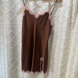 Victoria's Secret Brown Chemise with Pink Lace